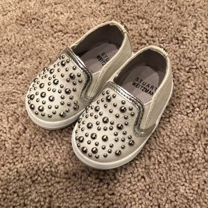 Stuart Weitzman Baby Eden Stud White Shoes